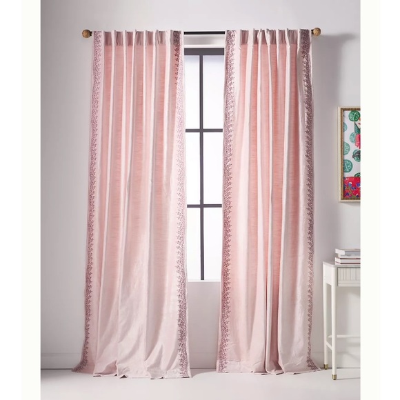 Anthropologie Other - Anthropologie Embroidered Tobias Velvet Curtain Single Panel